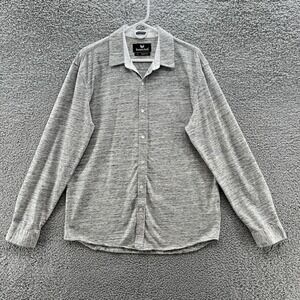 Buttercloth Shirt Mens XL Gray Heathered Stretch Icy Cotton Knit Button Up